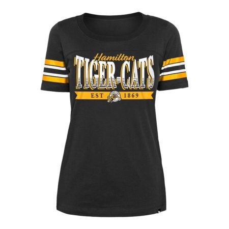 Hamilton Tiger Cats New Era Women's Stripe Sleeve Yoke T Shirt