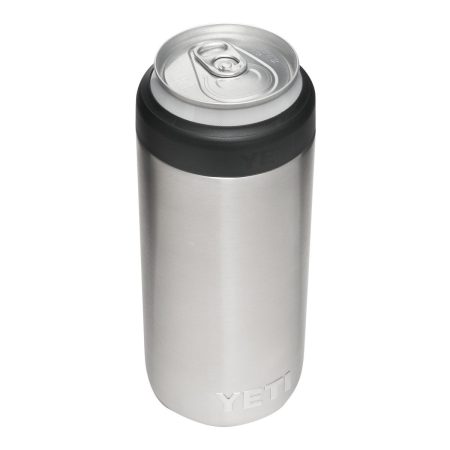 YETI Rambler Slim Can 12 oz Can Sleeve/Koozie, Screw Cap, Insulated Stainless Steel