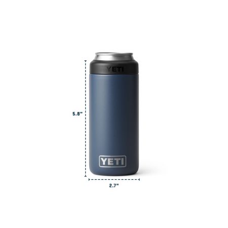 YETI Rambler Slim Can 12 oz Can Sleeve/Koozie, Screw Cap, Insulated Stainless Steel