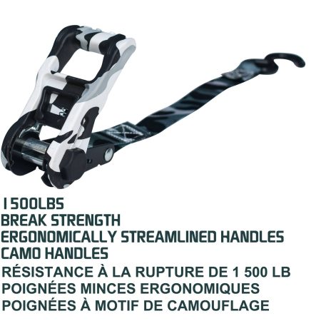 MotoMaster 1,500-lb Snow Camo Ratchet Tie Down, 1-in x 10-ft, 4-pk