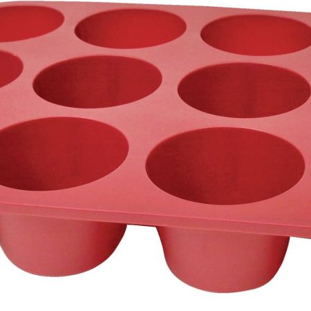 MASTER Chef Silicone Non-Stick Muffin Pan, Red, 12-Cup