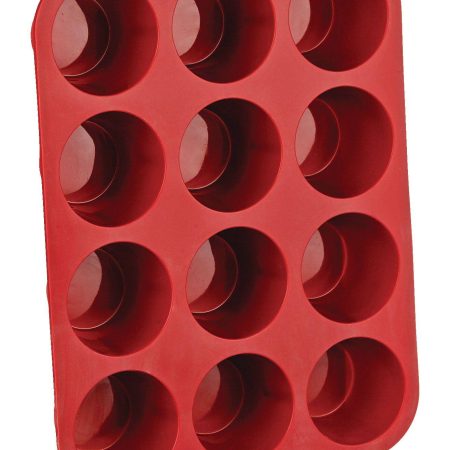 MASTER Chef Silicone Non-Stick Muffin Pan, Red, 12-Cup