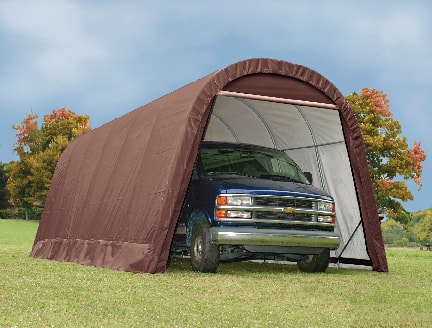 ShelterLogic Heavy Duty Waterproof Round Style Auto Shelter w/UV Protection, 12 x 24 x 10-ft