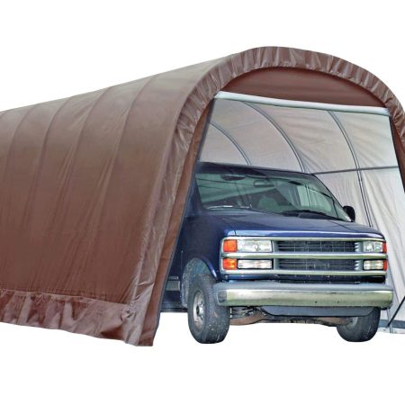 ShelterLogic Heavy Duty Waterproof Round Style Auto Shelter w/UV Protection, 12 x 24 x 10-ft