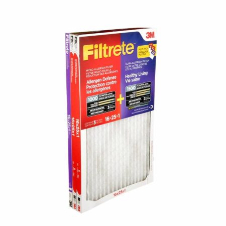 3M™ Filtrete™ Combo Pack, Micro Allergen Filter MPR 1000 & Ultra Allergen Filter MPR 1500, 16 x 25 x 1-in, 3-pk