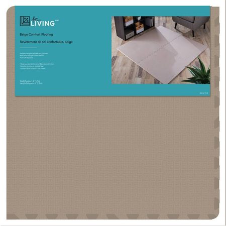 For Living Anti-Fatigue Interlocking Mats, 4-pk, Tan Basketweave, 24-in x 24-in