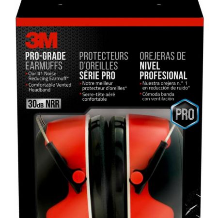 3M™ Pro-Grade NRR 30dB Earmuffs, Red/Black