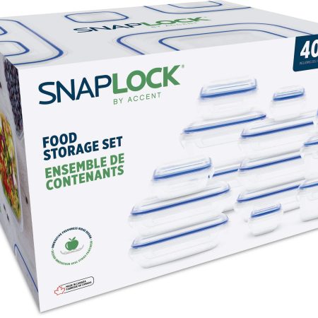 SnapLock Plastic Food Storage Container Set with Airtight Seal, 40-pc