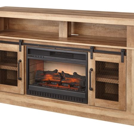 CANVAS Hanover Media Electric Fireplace TV Stand, 58-in, 1400W, Includes Remote Control, Brown