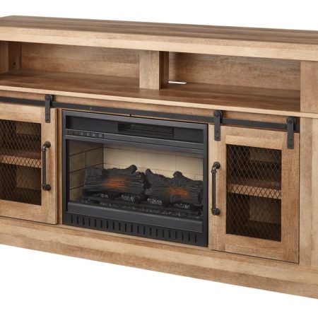 CANVAS Hanover Media Electric Fireplace TV Stand, 58-in, 1400W, Includes Remote Control, Brown