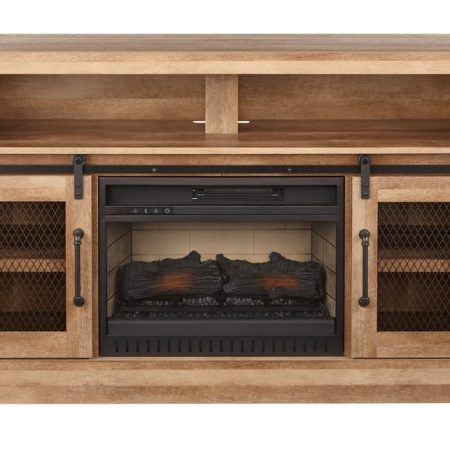 CANVAS Hanover Media Electric Fireplace TV Stand, 58-in, 1400W, Includes Remote Control, Brown