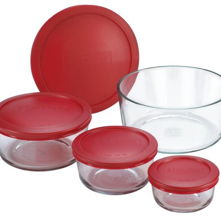 Anchor Hocking Round Glass Storage Set, Assorted Sizes, 8-pc