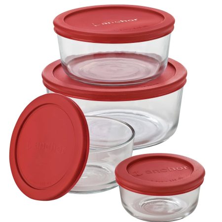 Anchor Hocking Round Glass Storage Set, Assorted Sizes, 8-pc