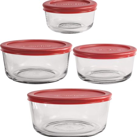 Anchor Hocking Round Glass Storage Set, Assorted Sizes, 8-pc