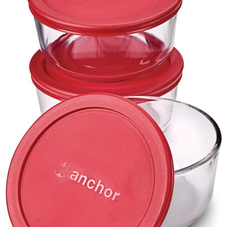 Anchor Hocking Glass Storage Container Set, 4-Cup, 6-pc