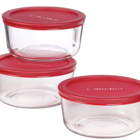 Anchor Hocking Glass Storage Container Set, 4-Cup, 6-pc