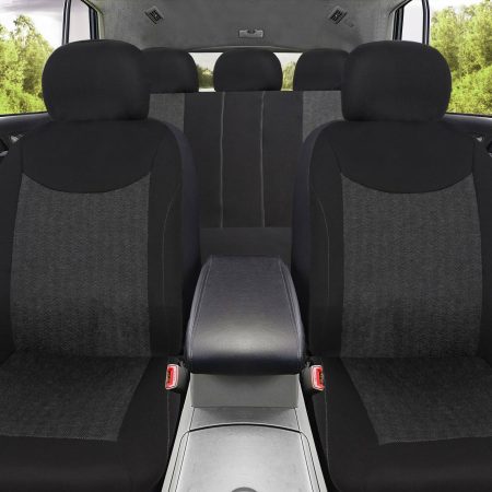 AutoTrends Jacquard Seat Cover Set for Back Bench Seat, Black & Grey, 3-pk