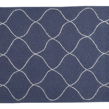 For Living Tufted Cotton Bathroom Mat, Blue, 17-in x 24-in