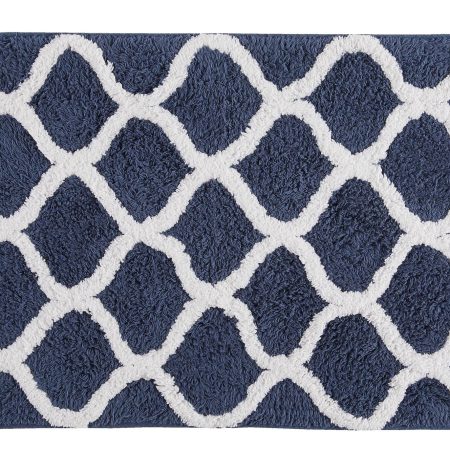 For Living Tufted Cotton Bathroom Mat, Blue, 17-in x 24-in