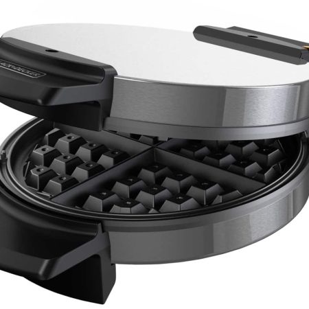 Black & Decker Round, Non-Stick Belgian Waffle Maker, Stainless Steel