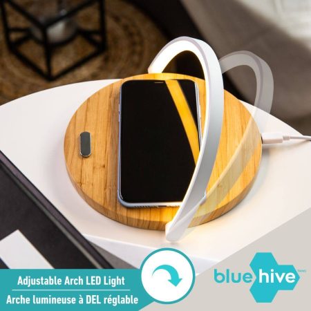 Bluehive 10W Bamboo Wireless Charging Pad with Arch LED Light