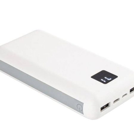 Bluehive 3-Port 16,000 mAh Portable Power Bank with Digital Screen, Compatible with iPods, iPhones and Most Mobile Devices, White