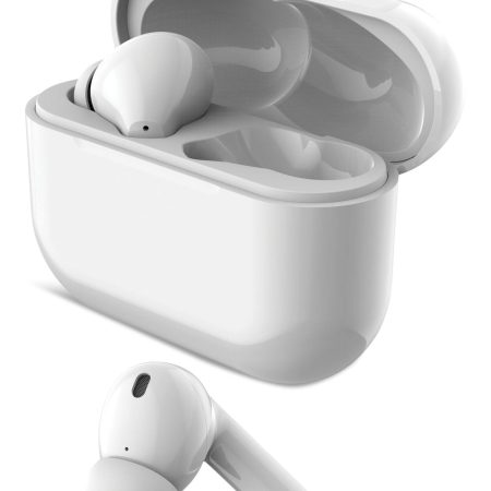 Bluehive Bluepods+ Wireless Charging Earbuds with 27.5 Hour Battery Life & USB-C Charge Port, White