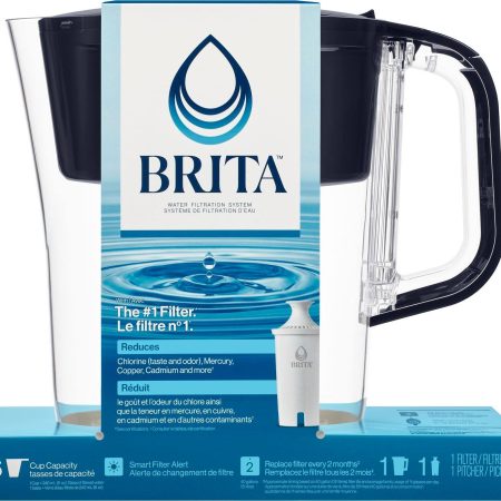 Brita® Denali Water Filter Pitcher with Standard Filter, BPA Free, 6 Cup, Black