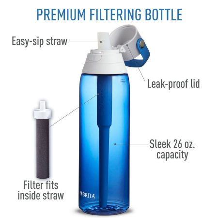 Brita® Hard Sided Filtering Reusable Water Bottle, BPA Free, Sapphire, 786-mL