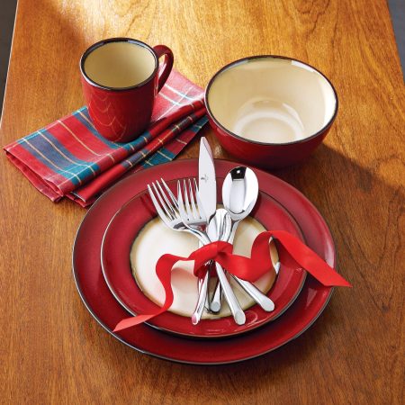 CANVAS Cabot 16pc Stoneware Dinnerware Set, Serves 4, Red