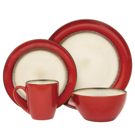 CANVAS Cabot 16pc Stoneware Dinnerware Set, Serves 4, Red