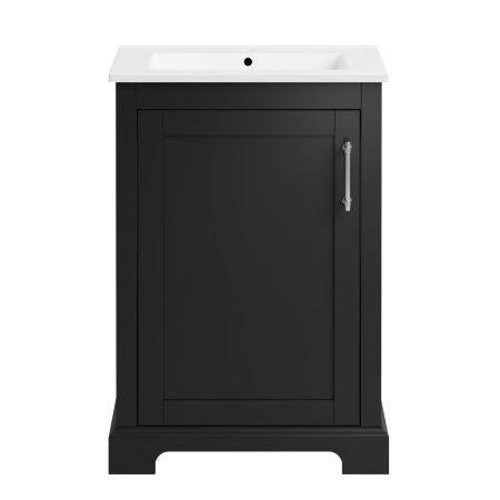 CANVAS Mahone Single Door Single Sink Vitreous China Top Bathroom Vanity, Black, 24-in