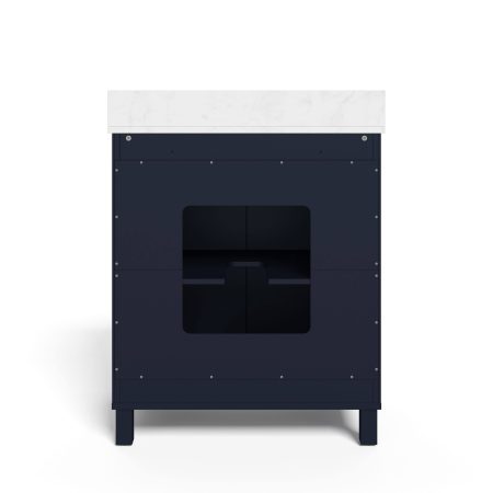 CANVAS Bayfield Double Door Single Sink Stone Top Bathroom Vanity, Navy, 30-in