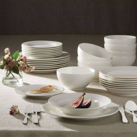 CANVAS Westbrooke Stoneware Dotted Dinnerware Set, Serves 8, 32-pc, White