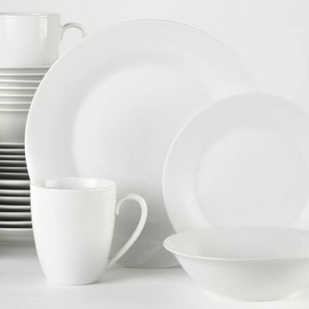 CANVAS Lauren 34pc Porcelain Dinnerware Set, Serves 8, White