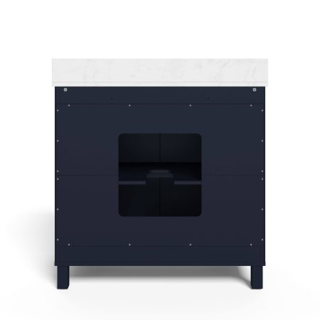 CANVAS Bayfield Double Door Single Sink Stone Top Bathroom Vanity, Navy, 36-in