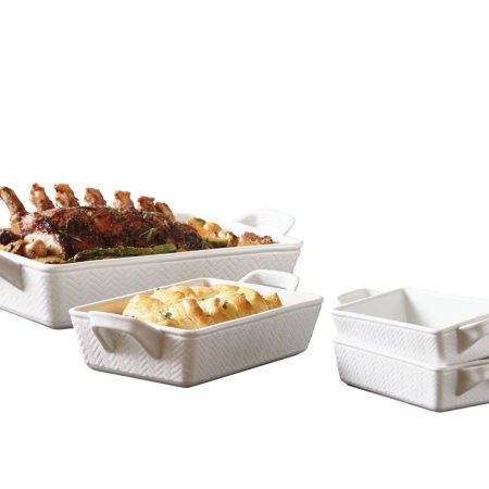 CANVAS Stoneware Bakeware Set, White, Assorted Sizes, 4-pc