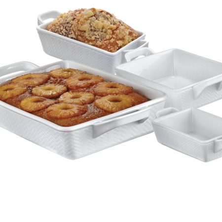 CANVAS Stoneware Bakeware Set, White, Assorted Sizes, 4-pc