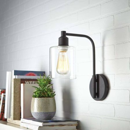 CANVAS Arwen Clear Glass Shade Wall Sconce, Black