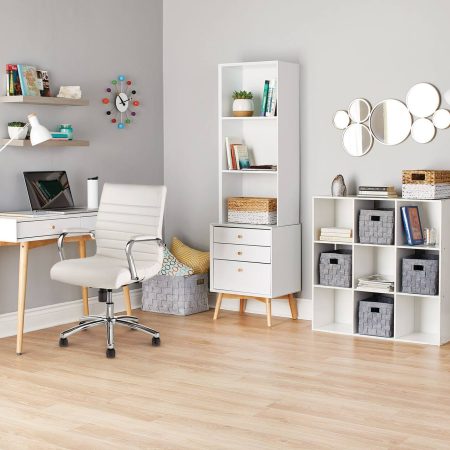 CANVAS Copenhagen 2-Drawer Home Office Writing Console Desk/Table With Wood Legs, White