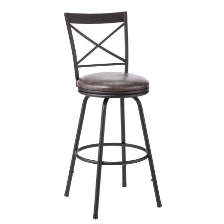 CANVAS Dutton Adjustable Bar Stool with Swivel Seat, Black