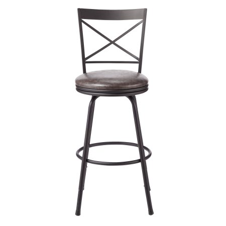 CANVAS Dutton Adjustable Bar Stool with Swivel Seat, Black