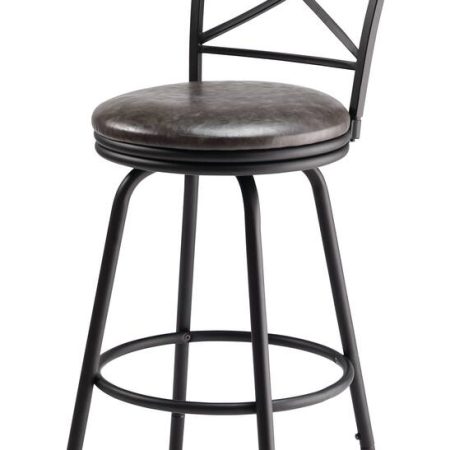 CANVAS Dutton Adjustable Bar Stool with Swivel Seat, Black