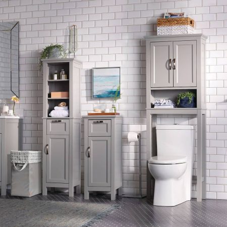 CANVAS Elena 2-Door Over-The-Toilet Spacesaver Bathroom Storage Shelf/Cabinet, Grey