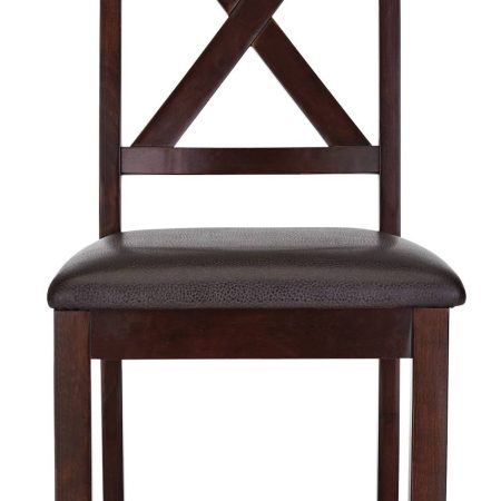 CANVAS Evan's Creek Solid Wood & PU Leather Upholstered Dining Chairs (2-Piece Set), Brown