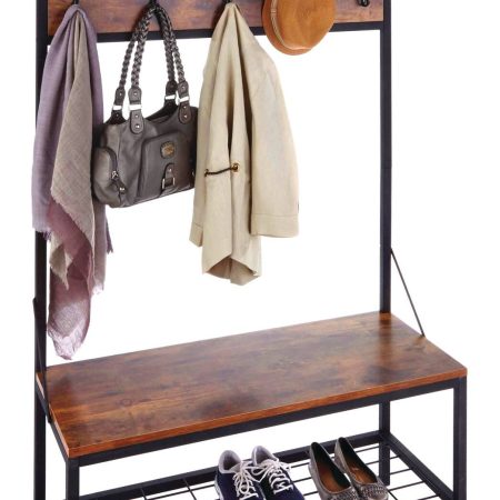 CANVAS Harrison 5-Hook Entryway Coat Rack/Hall Tree With Bench & Shoe Storage Rack