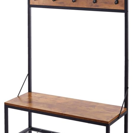 CANVAS Harrison 5-Hook Entryway Coat Rack/Hall Tree With Bench & Shoe Storage Rack