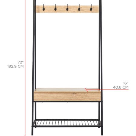 CANVAS Langham 5-Hook Entryway Coat Rack/Hall Tree With Storage Bench & Shoe Rack