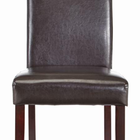 CANVAS  Bonded Leather Upholstered  Dining Chair With Solid Wood Legs, Dark Brown