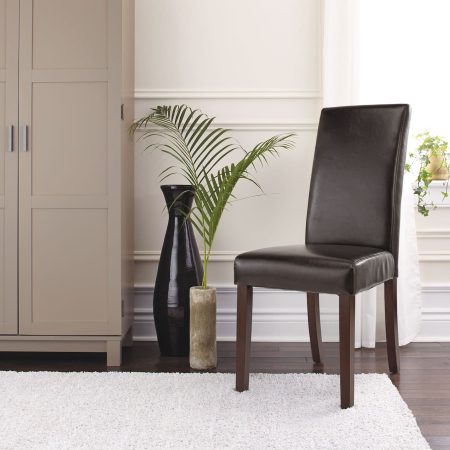 CANVAS  Bonded Leather Upholstered  Dining Chair With Solid Wood Legs, Dark Brown